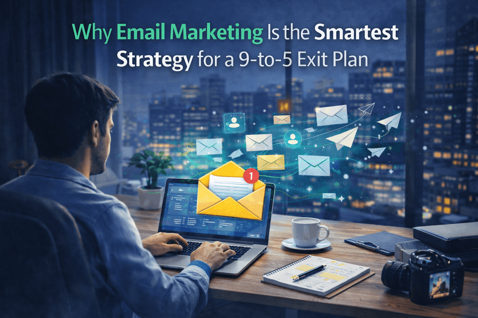 Late-night email marketing strategy session